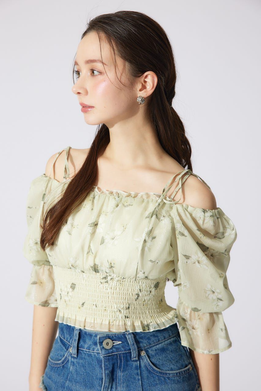 rienda「パフスリーブシャーリングブラウス」|シャツ・ブラウス|