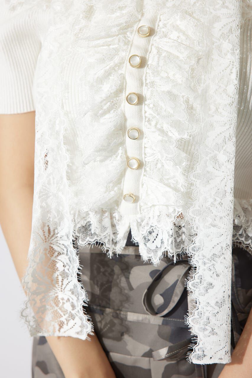 rienda「レースコンビリブニットトップス」|ニット・セーター|