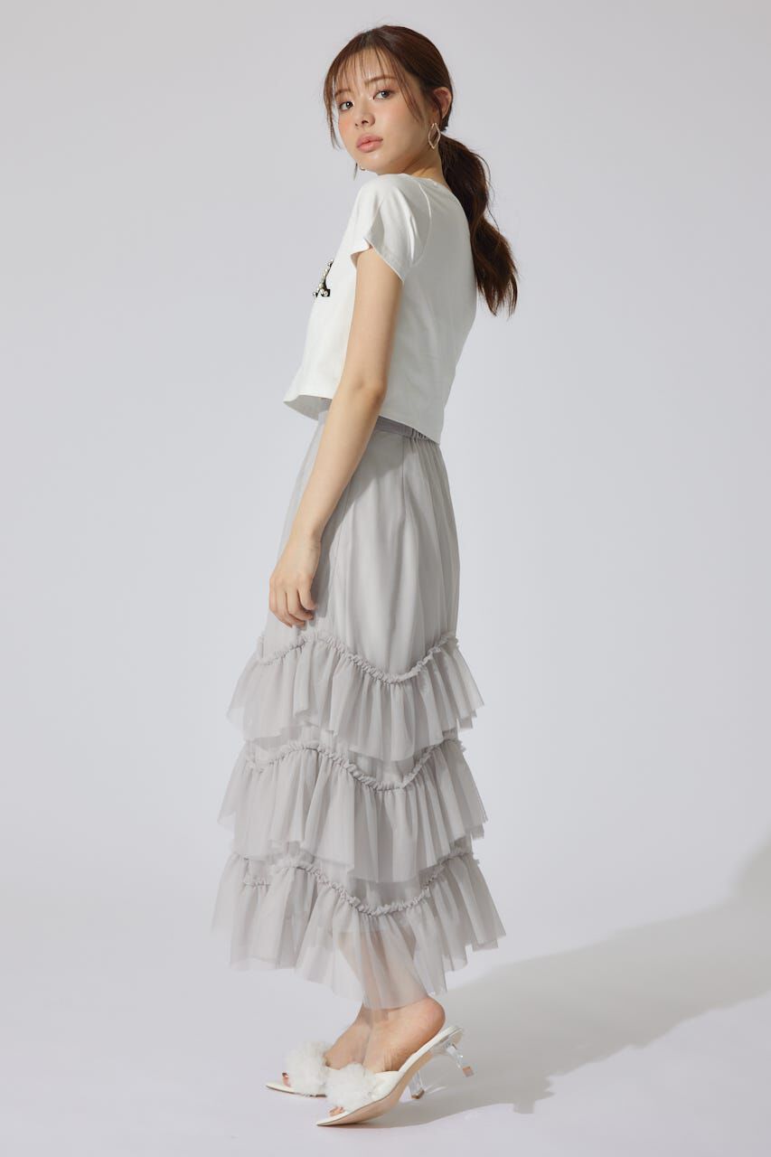 rienda「レイヤードフリルチュールティアードスカート」|スカート|