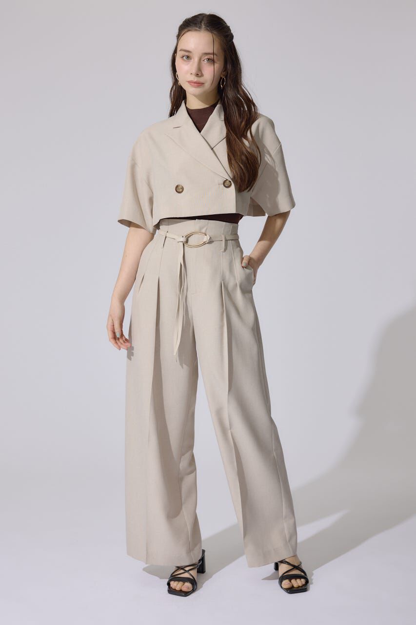 rienda「リネンライククロップドハーフスリーブジャケット」|その他|