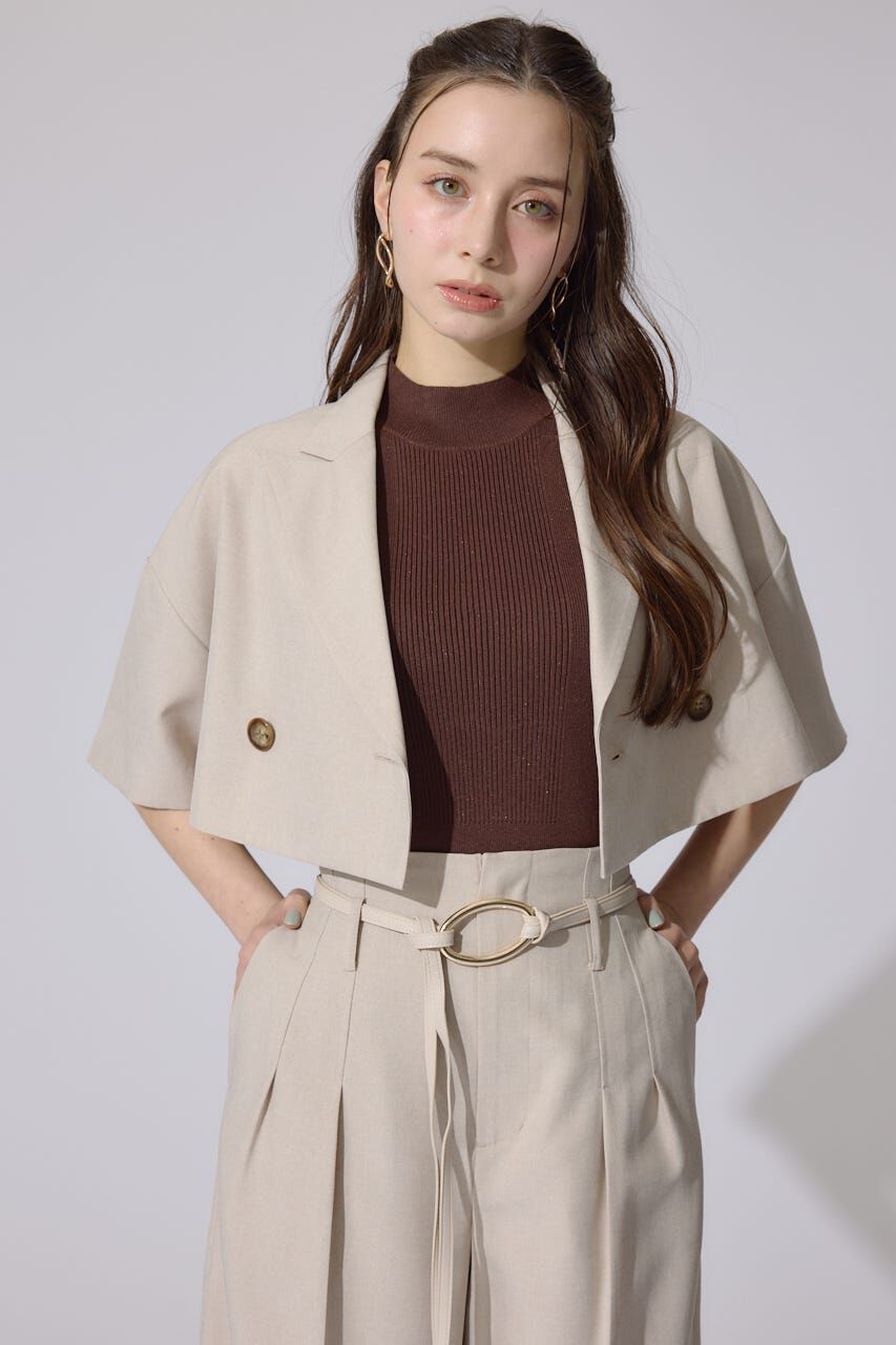 rienda「リネンライククロップドハーフスリーブジャケット」|その他|