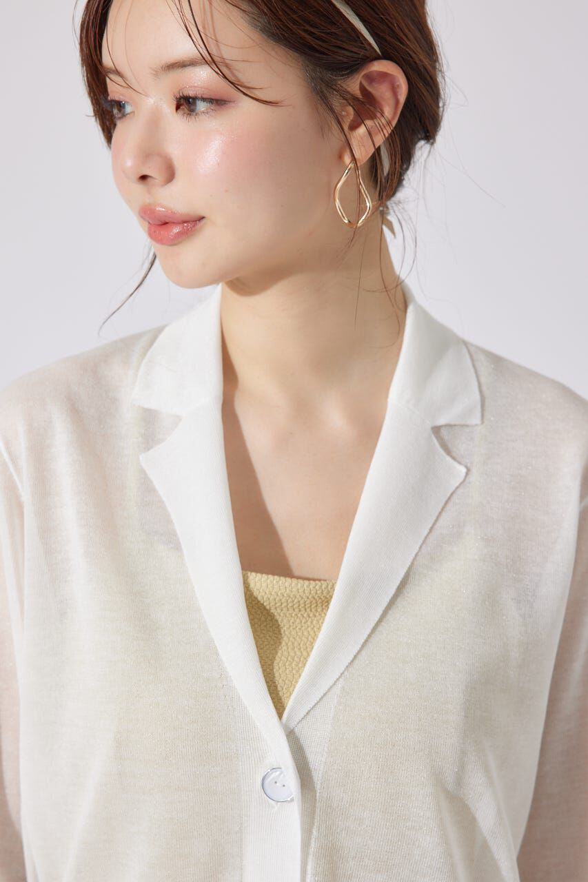 rienda「テーラーカラーシアーニットカーディガン」|カーディガン|