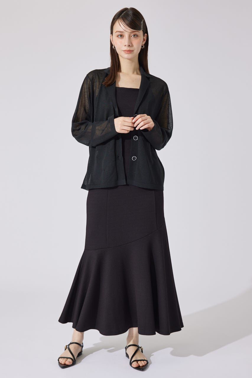 rienda「テーラーカラーシアーニットカーディガン」|カーディガン|