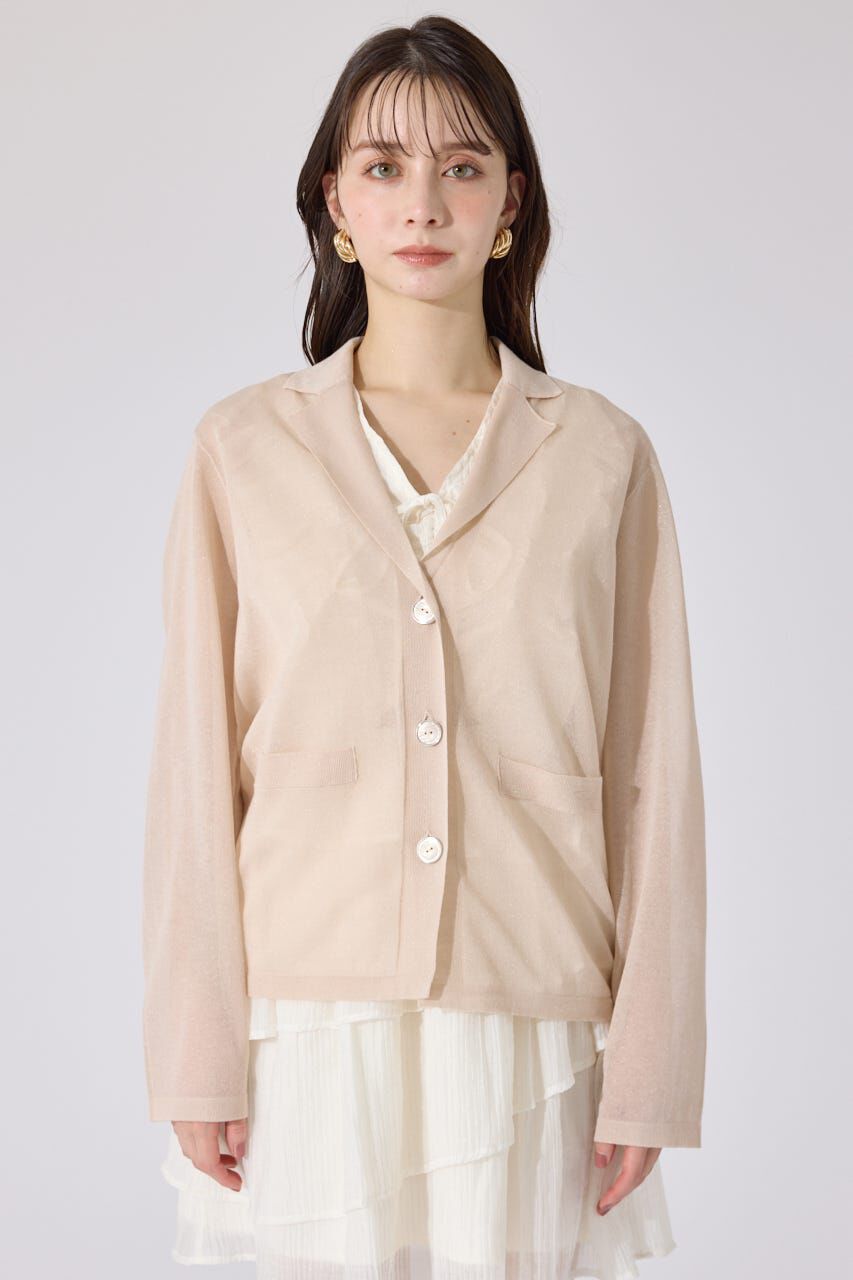 rienda「テーラーカラーシアーニットカーディガン」|カーディガン|