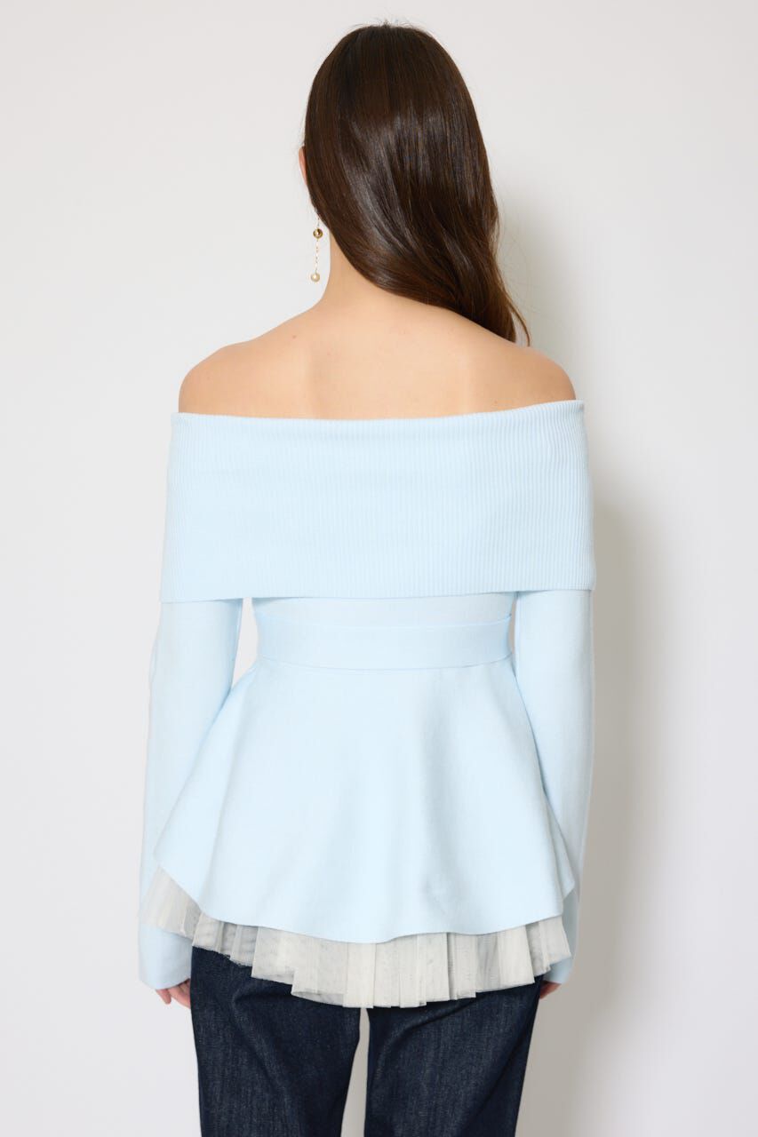 rienda「チュールレイヤードペプラムニットトップス」|ニット・セーター|