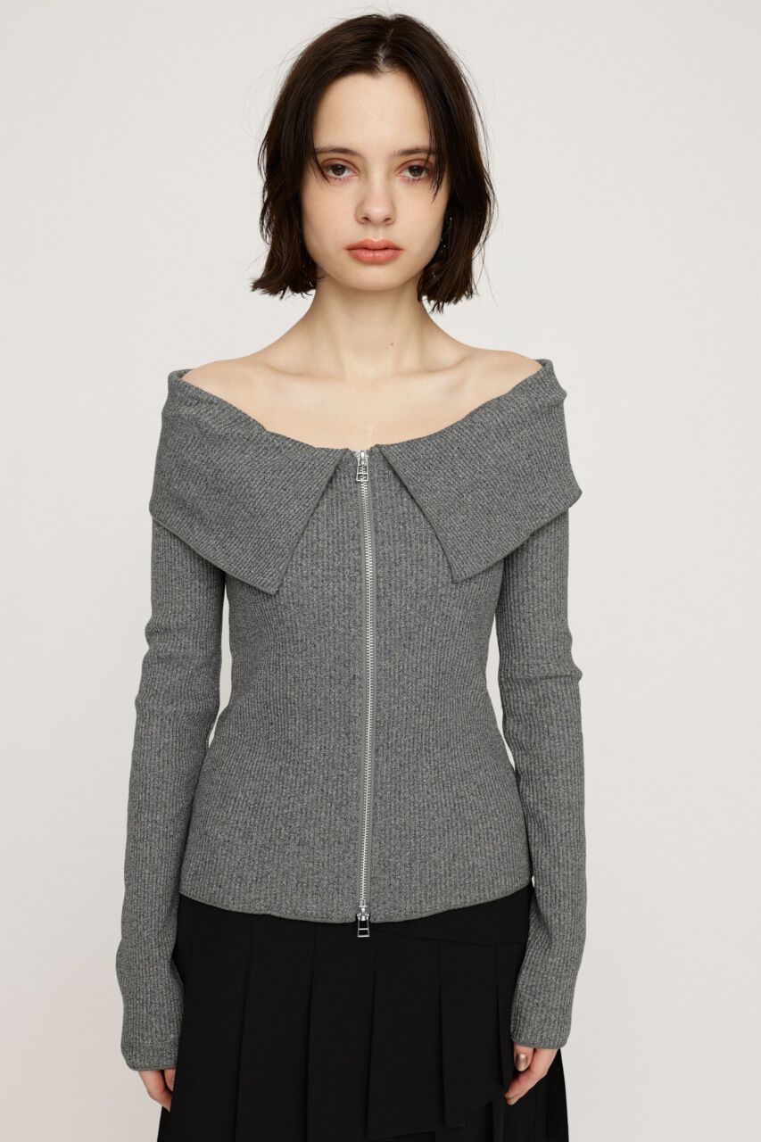 SLY「OFFSHOULDER FRONT ZIP トップス」|Tシャツ・カットソー|