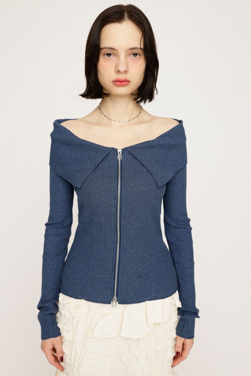 SLY「OFFSHOULDER FRONT ZIP トップス」|Tシャツ・カットソー|