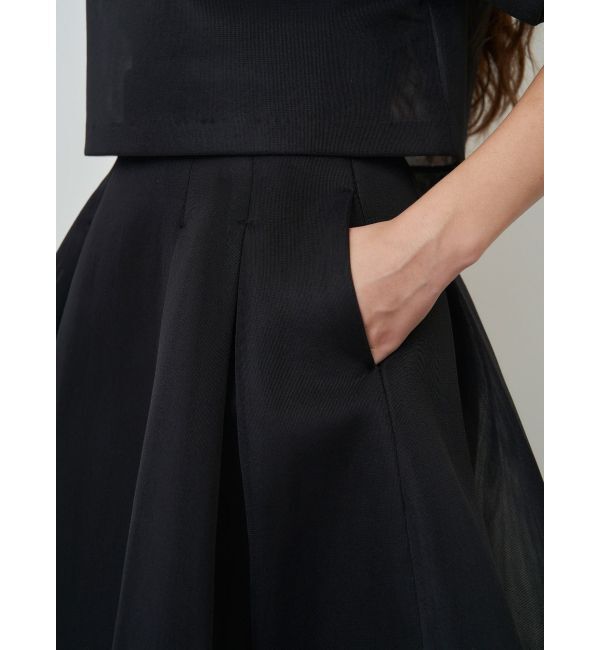 ELENDEEK「MESH BONDING FLARED SK」|スカート|