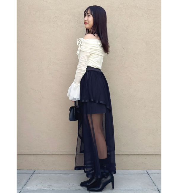 dazzlin「サテンパイピングシアーアシメティアードチュールスカート」|スカート|