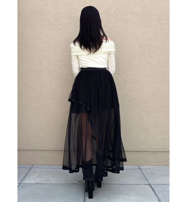 dazzlin「サテンパイピングシアーアシメティアードチュールスカート」|スカート|