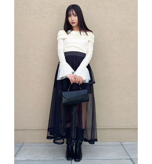 dazzlin「サテンパイピングシアーアシメティアードチュールスカート」|スカート|