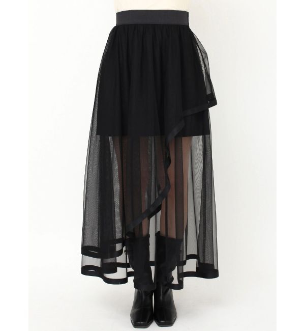 dazzlin「サテンパイピングシアーアシメティアードチュールスカート」|スカート|