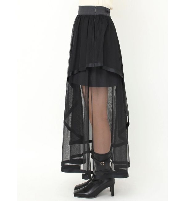 dazzlin「サテンパイピングシアーアシメティアードチュールスカート」|スカート|