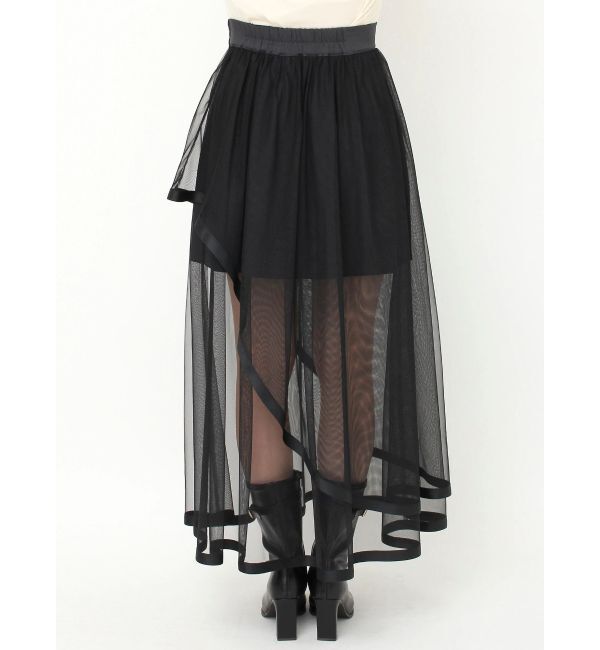 dazzlin「サテンパイピングシアーアシメティアードチュールスカート」|スカート|