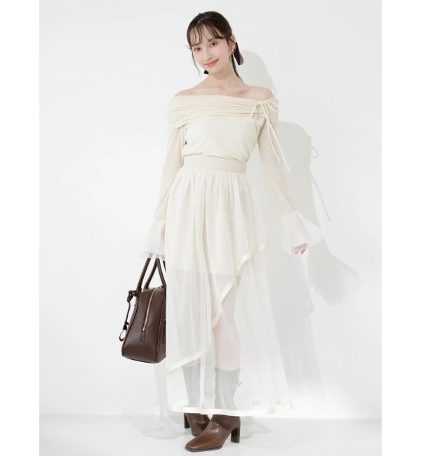 dazzlin「サテンパイピングシアーアシメティアードチュールスカート」|スカート|