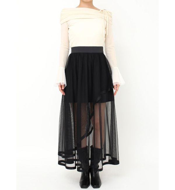 dazzlin「サテンパイピングシアーアシメティアードチュールスカート」|スカート|