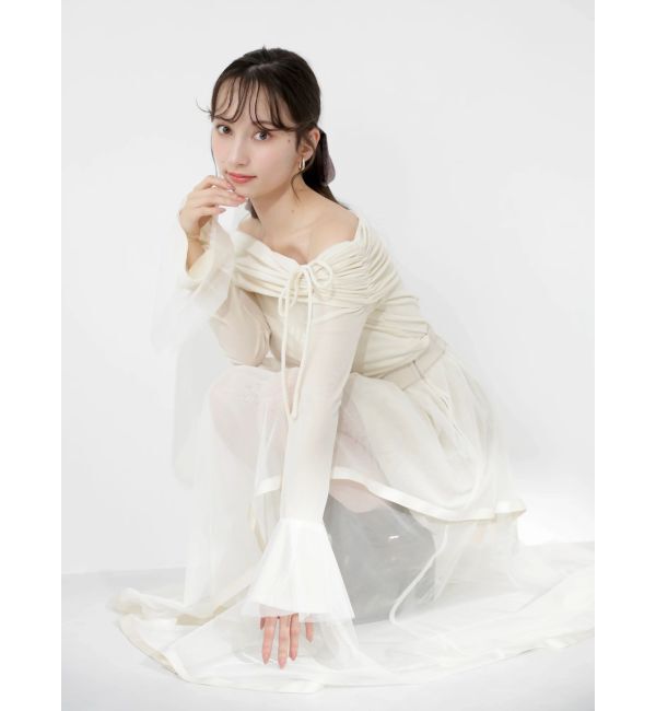 dazzlin「サテンパイピングシアーアシメティアードチュールスカート」|スカート|