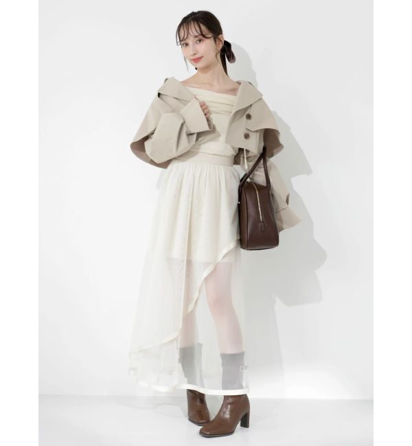 dazzlin「サテンパイピングシアーアシメティアードチュールスカート」|スカート|