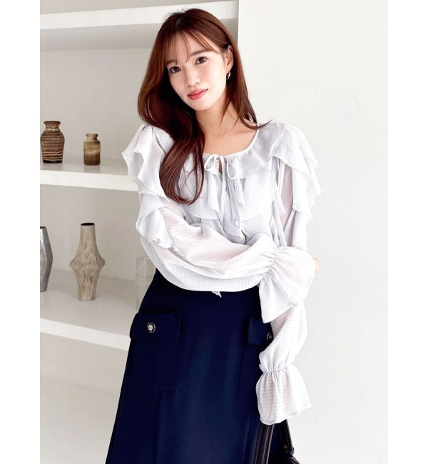 dazzlin「シアーウェーブフリルブラウス」|シャツ・ブラウス|