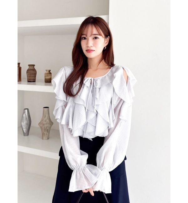 dazzlin「シアーウェーブフリルブラウス」|シャツ・ブラウス|