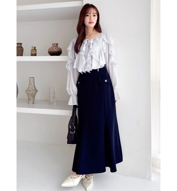 dazzlin「シアーウェーブフリルブラウス」|シャツ・ブラウス|