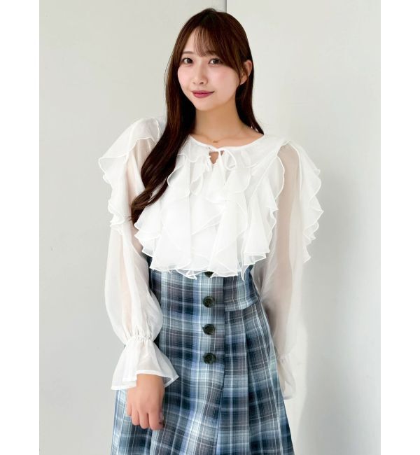 dazzlin「シアーウェーブフリルブラウス」|シャツ・ブラウス|