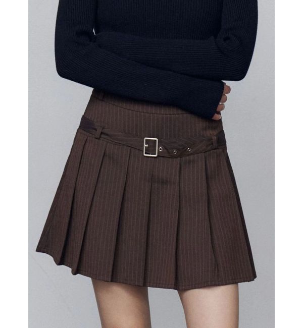 EMODA「ベルトプリーツスカート」|スカート|ブラウン