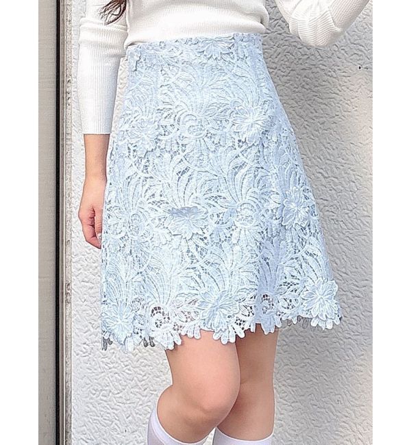MERCURYDUO「3Dスカラップレースミニスカート」|スカート|アイスブルー