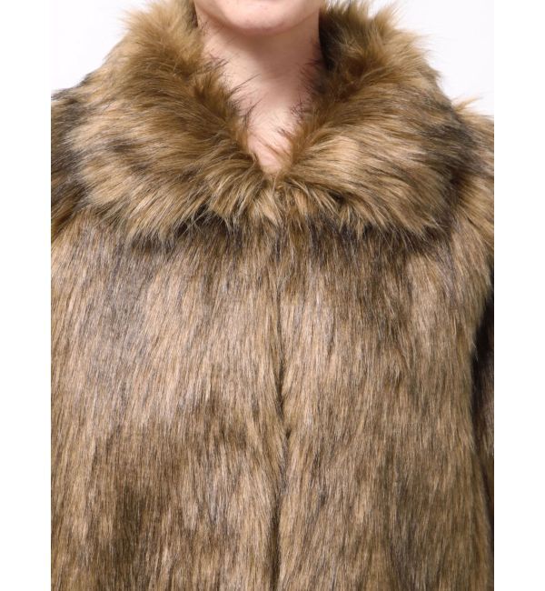 MURUA「フェイクファーラインジャガードコート」|ステンカラーコート|