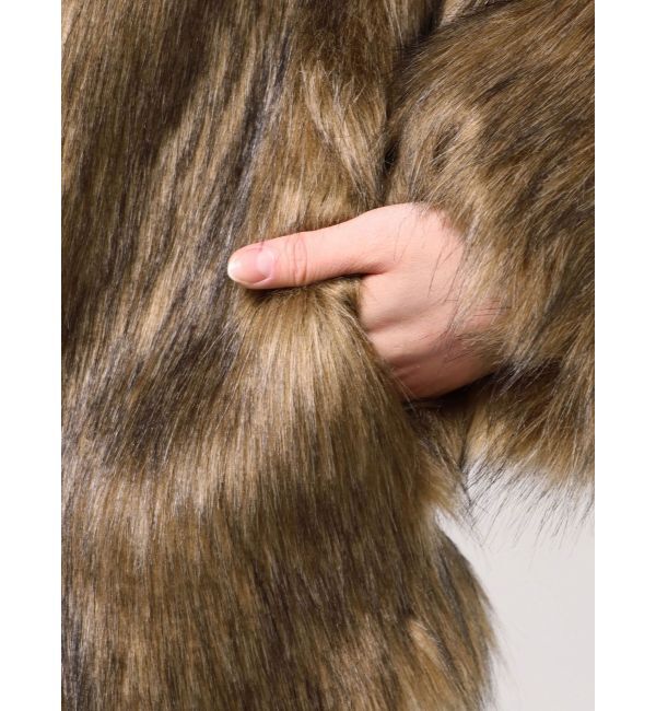 MURUA「フェイクファーラインジャガードコート」|ステンカラーコート|