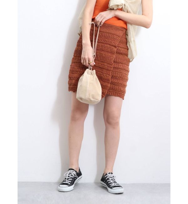 Ungrid「ニットラップミニスカート」|スカート|ブラウン