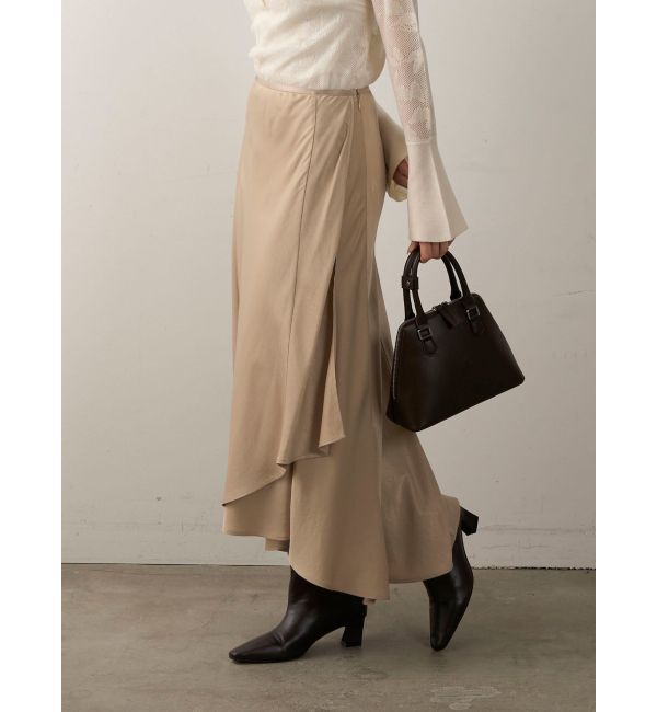 LAGUNAMOON「クロスレイヤードナロースカート」|スカート|ベージュ