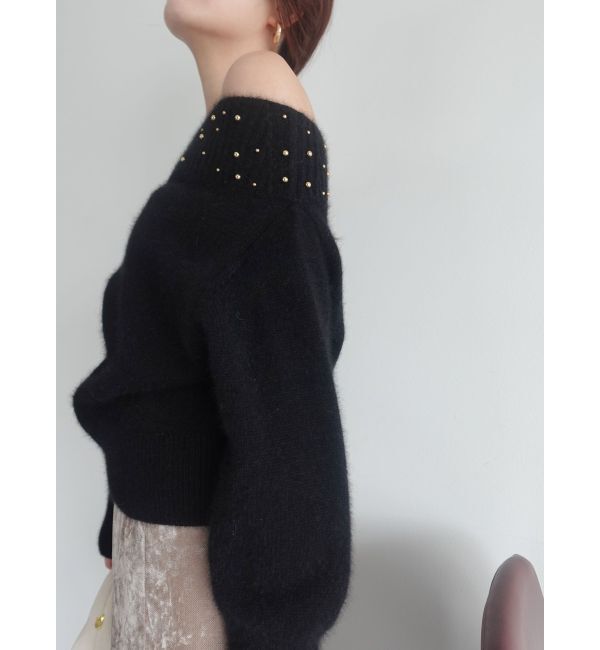 LAGUNAMOON「CHNラクーンブレンドビジューオフショルニットプルオーバー」|ニット・セーター|