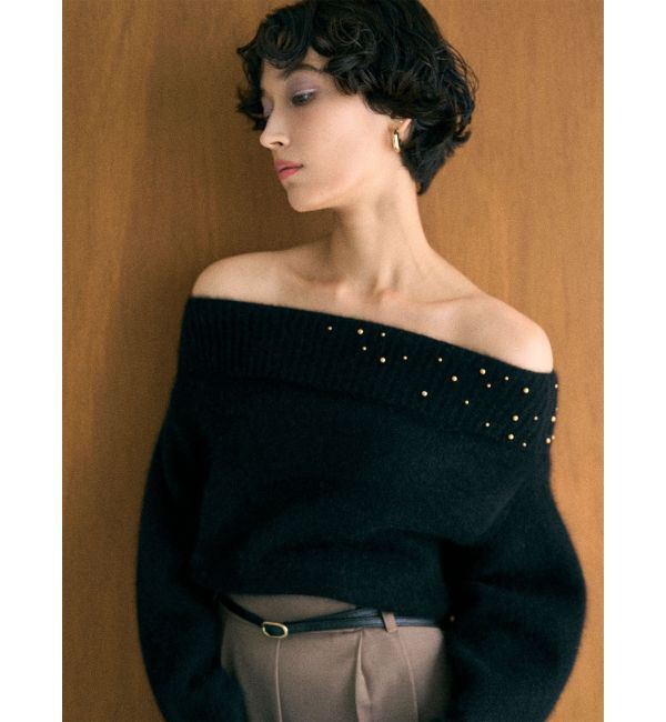 LAGUNAMOON「CHNラクーンブレンドビジューオフショルニットプルオーバー」|ニット・セーター|