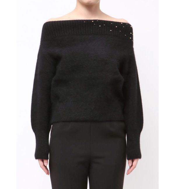 LAGUNAMOON「CHNラクーンブレンドビジューオフショルニットプルオーバー」|ニット・セーター|