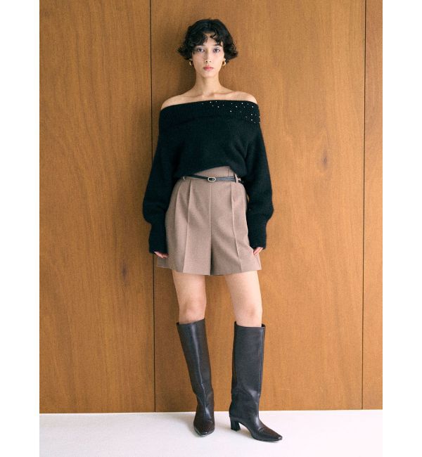 LAGUNAMOON「CHNラクーンブレンドビジューオフショルニットプルオーバー」|ニット・セーター|