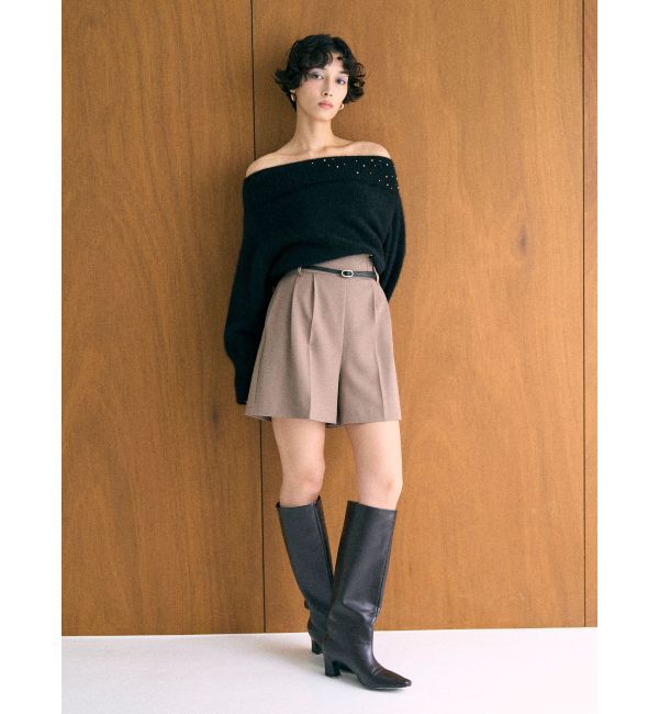 LAGUNAMOON「CHNラクーンブレンドビジューオフショルニットプルオーバー」|ニット・セーター|