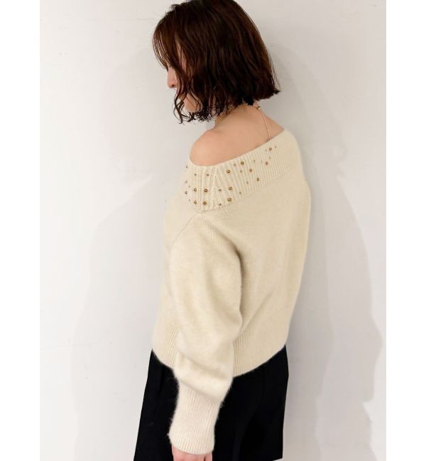 LAGUNAMOON「CHNラクーンブレンドビジューオフショルニットプルオーバー」|ニット・セーター|