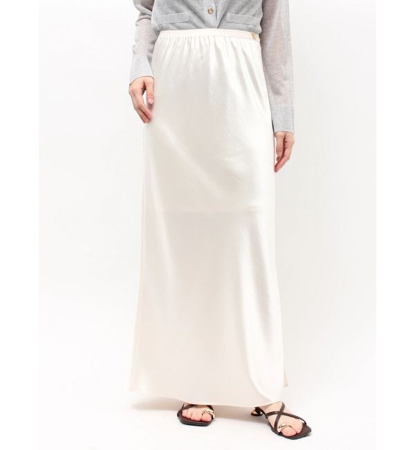 LAGUNAMOON「スリットサテンナロースカート」|スカート|アイボリー