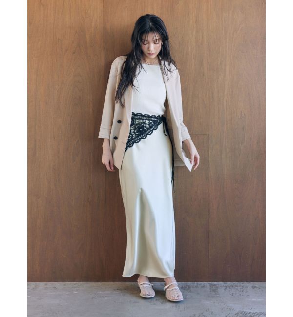 LAGUNAMOON「スリットサテンナロースカート」|スカート|