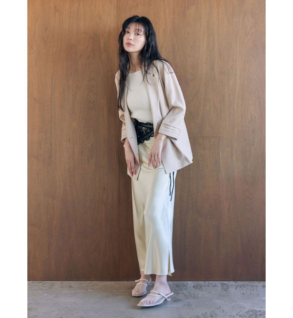 LAGUNAMOON「スリットサテンナロースカート」|スカート|