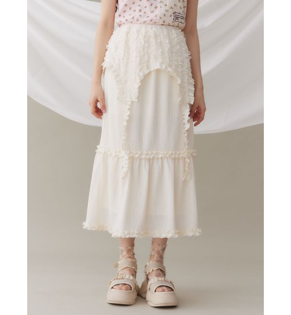 merry jenny「ガーターフリルスカート」|スカート|アイボリー
