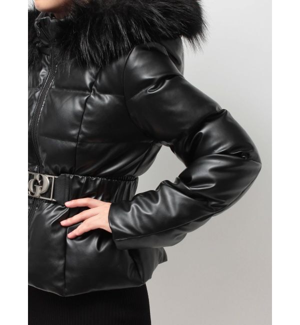 GYDA「GDベルト付きフェイクレザーショートダウンコート」|ダウン|