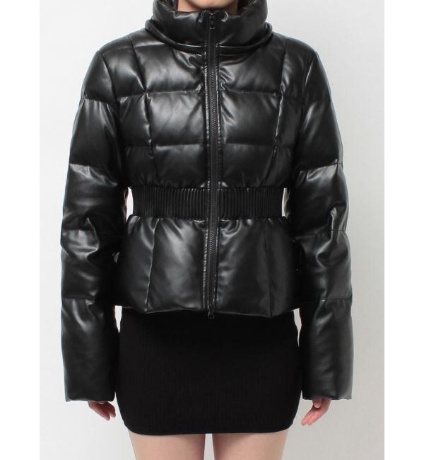 GYDA「GDベルト付きフェイクレザーショートダウンコート」|ダウン|