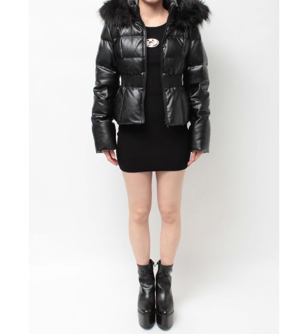 GYDA「GDベルト付きフェイクレザーショートダウンコート」|ダウン|