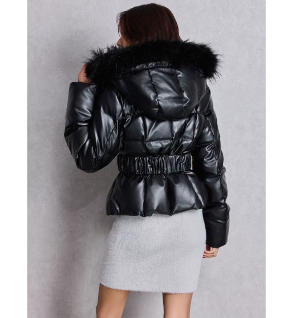 GYDA「GDベルト付きフェイクレザーショートダウンコート」|ダウン|