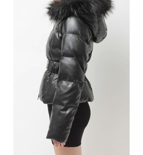 GYDA「GDベルト付きフェイクレザーショートダウンコート」|ダウン|