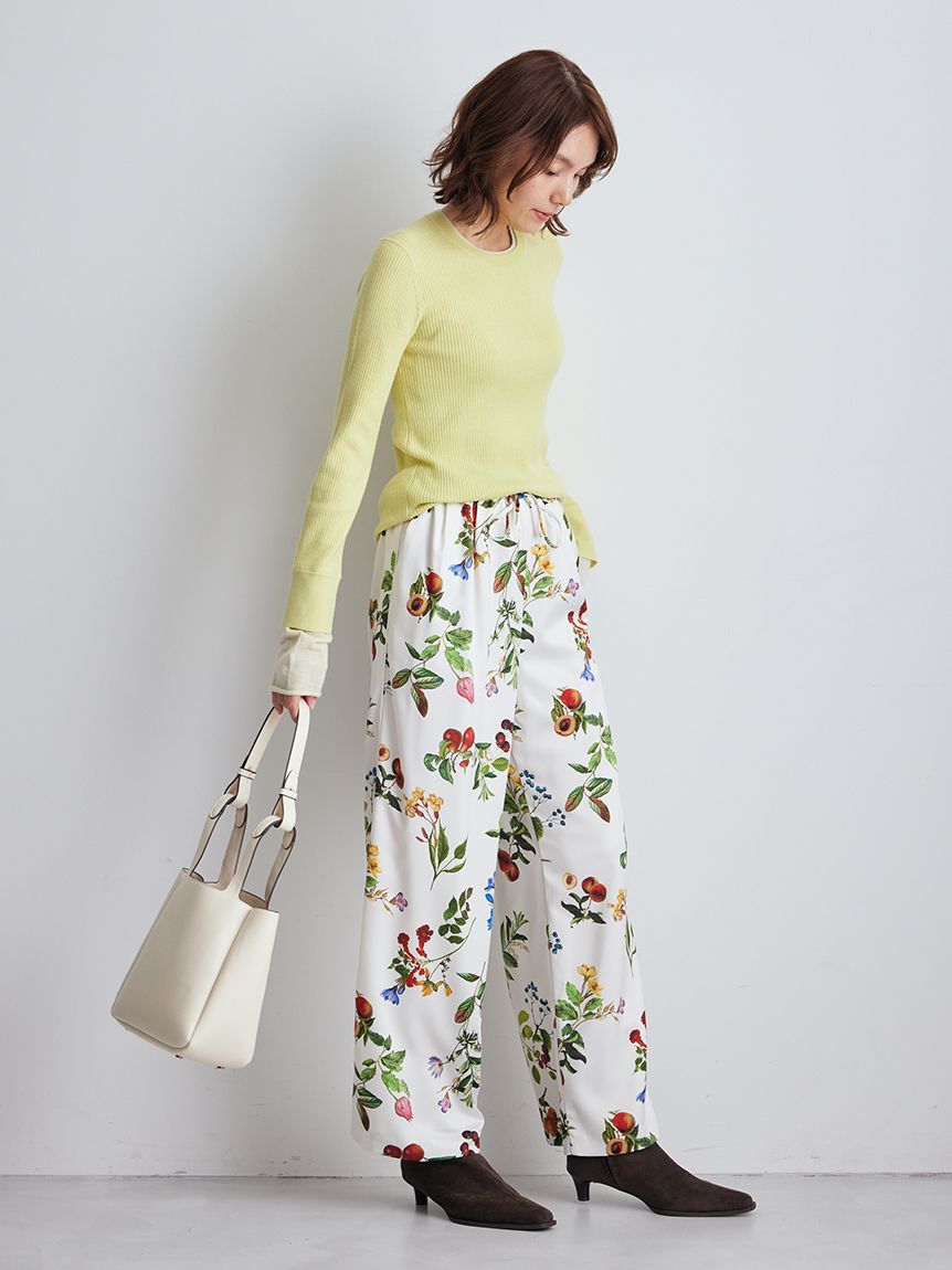 Mila Owen「【00サイズあり】ボタニカルウエストゴムイージーパンツ」|チノ|