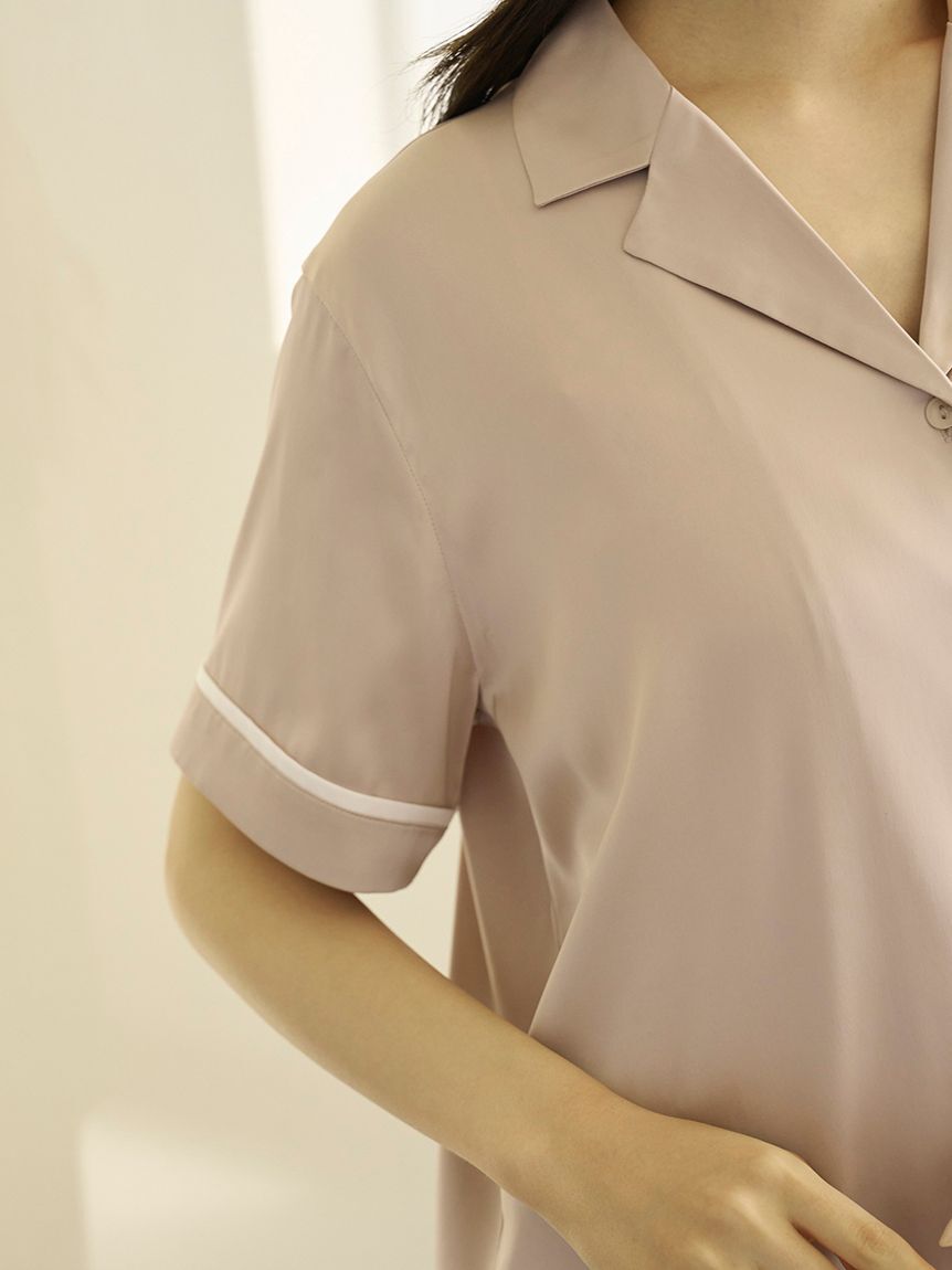 gelato pique「接触冷感サテンラインシャツ」|ルームウェア|