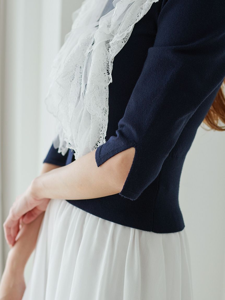 SNIDEL「チュールフリルニットプルオーバー」|ニット・セーター|